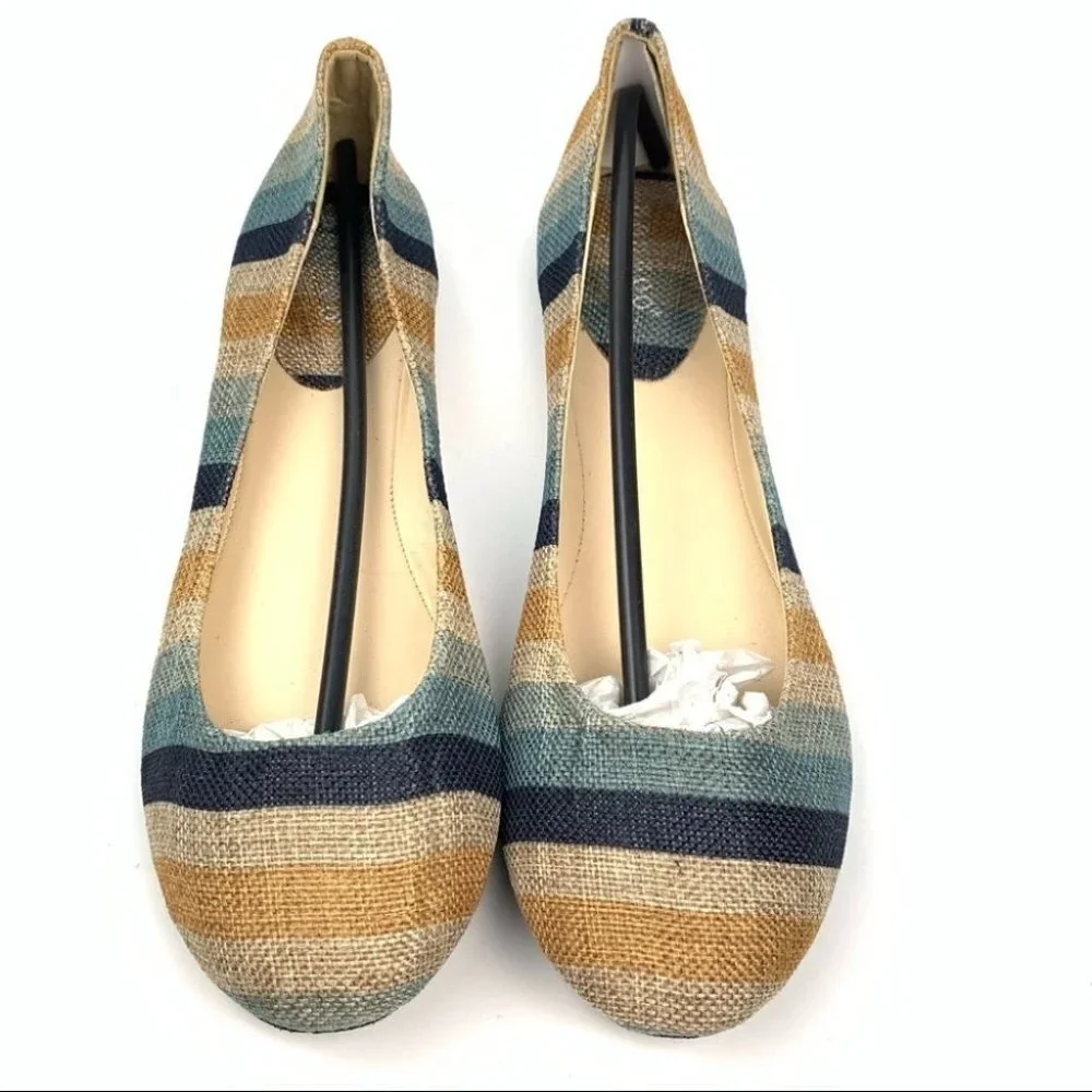 Bamboo womens flats size 8 multicolored striped ballet flats balletcore - Picture 1 of 12